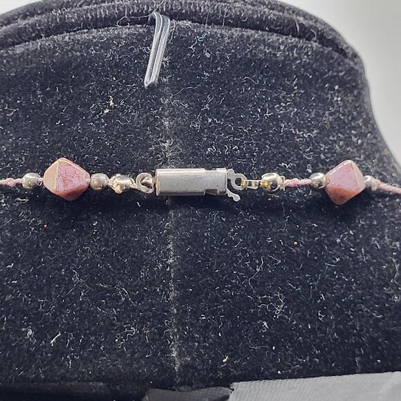 Artisan Sterling Silver Purple Station Necklace Cord 19in - Picture 4 of 4